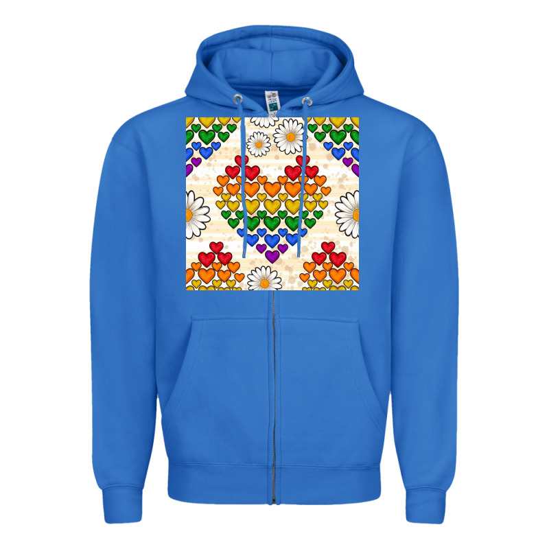 Pride Lgbtq Hearts And Daisy Seamless Pattern Zipper Hoodie by BundleAndBundleShop | Teevron