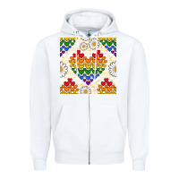 White Pride lgbtq hearts and daisy seamless pattern Zipper Hoodie - BundleAndBundleShop