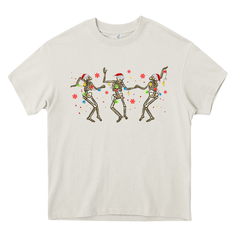 Dancing Skeleton Christmas Heavy Core Tee by MaliasSmallBusiness | Teevron