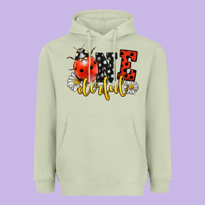Onederful Wonderful Ladybug Heavyweight Hoodie Designed By Lillyallendesigns