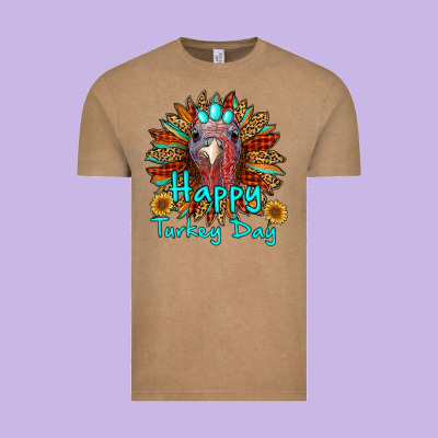 Happy Turkey Day Sunflower Vintage Tee Designed By Ranaportraitstore