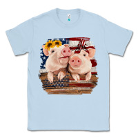 Dusty Blue Cute Couple American Pigs Classic Tee - Bettercallsaul