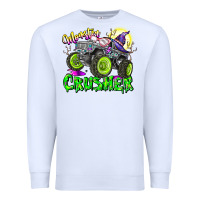 White Monster Crusher Premium Sweatshirt - CowhideDigitalArt