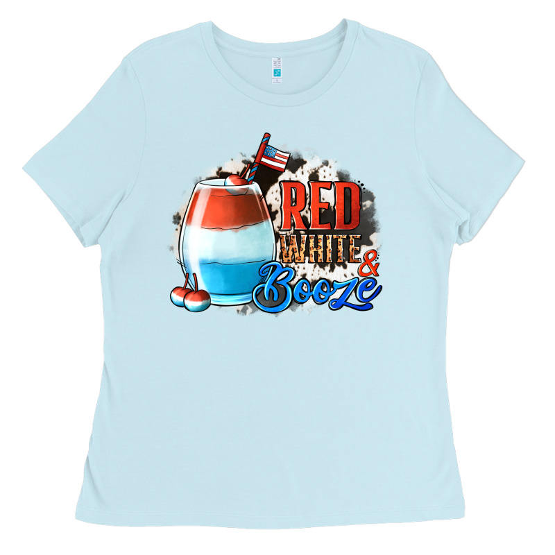 Red White  Booze With Cowhide Background Ladies Tee by Jasminsmagicworld | Teevron