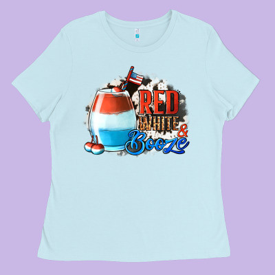 Red White  Booze With Cowhide Background Ladies Tee Designed By Jasminsmagicworld