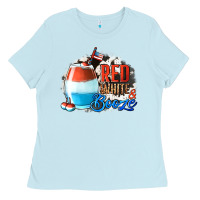 Baby Blue Red White  Booze With Cowhide Background Ladies Tee - Jasminsmagicworld