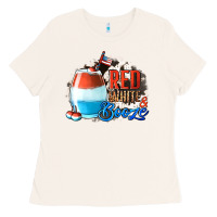 Bone Red White  Booze With Cowhide Background Ladies Tee - Jasminsmagicworld
