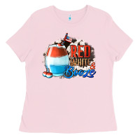 Bubblegum Pink Red White  Booze With Cowhide Background Ladies Tee - Jasminsmagicworld