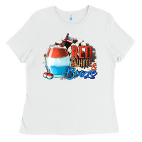 White Red White  Booze With Cowhide Background Ladies Tee - Jasminsmagicworld