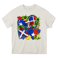 Cream puerto rico with dominican republic hearts Heavy Core Tee - NancyCooperArtShop