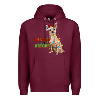 Burgundy merry and bright chihuahua Premium Hoodie - RanaPortraitStore
