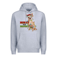 Heather Grey merry and bright chihuahua Premium Hoodie - RanaPortraitStore