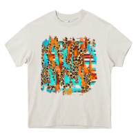 Cream serape with leopard pattern Heavy Core Tee - NancyCooperArtShop