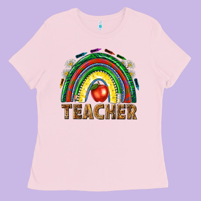 Rainbow Teacher Ladies Tee Designed By Nancycooperartshop
