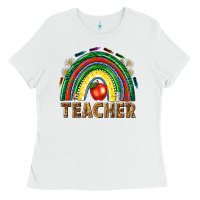 White rainbow teacher Ladies Tee - NancyCooperArtShop