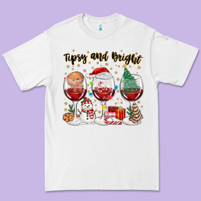 Tipsy And Bright Christmas Premium Tee Designed By Maliassmallbusiness