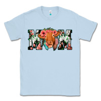 Dusty Blue Cowhide Floral Feather Cow Mom Classic Tee - Bettercallsaul