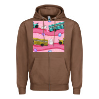 Chestnut Easter School Bus Seamless Pattern Zipper Hoodie - BundleAndBundleShop