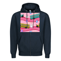 Navy Easter School Bus Seamless Pattern Zipper Hoodie - BundleAndBundleShop
