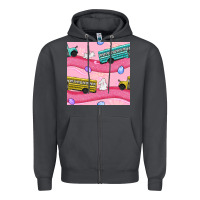 Smoke Easter School Bus Seamless Pattern Zipper Hoodie - BundleAndBundleShop