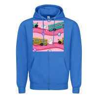 True Royal Easter School Bus Seamless Pattern Zipper Hoodie - BundleAndBundleShop