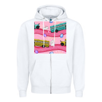 White Easter School Bus Seamless Pattern Zipper Hoodie - BundleAndBundleShop