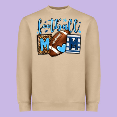 Football Mom Blue Team Color  Mother's Day Heavyweight Sweatshirt Designed By Howdyjamesfarm