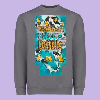 Mama Needs A Drink Slim Can Cooler Mother's Day Heavyweight Sweatshirt Designed By Howdyjamesfarm