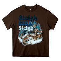 Chocolate Brown sleigh girl sleigh skeleton Heavy Core Tee - NancyCooperArtShop