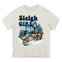 Cream sleigh girl sleigh skeleton Heavy Core Tee - NancyCooperArtShop