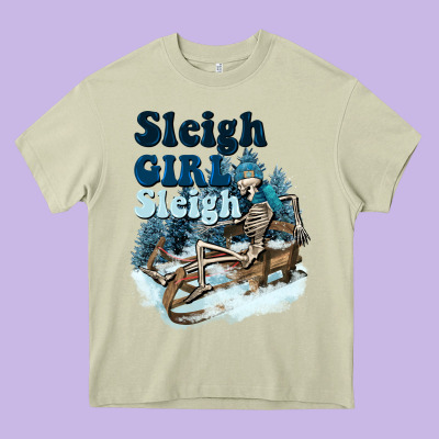 Sleigh Girl Sleigh Skeleton Heavy Core Tee Designed By Nancycooperartshop