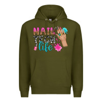 Army Green nail tech life bbs Premium Hoodie - BundleAndBundleShop