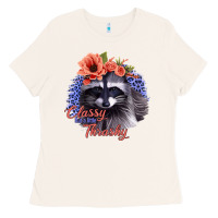 Bone Classy But A Little Thrashy Racoon With Flowers Ladies Tee - Jasminsmagicworld