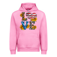 Fuchsia Pink love with sunflowers and usa flag Urban Hoodie - Artiststas