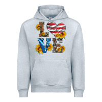 Heather Grey love with sunflowers and usa flag Urban Hoodie - Artiststas