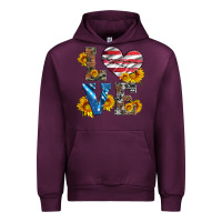 Mauve Wine love with sunflowers and usa flag Urban Hoodie - Artiststas