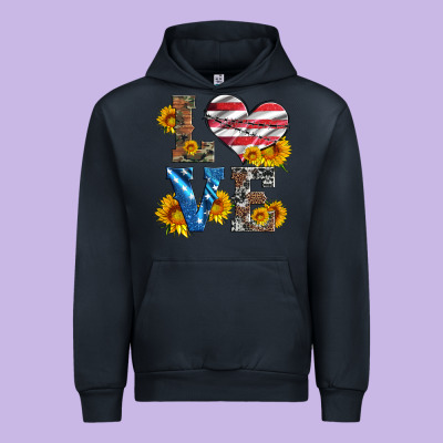 Love With Sunflowers And Usa Flag Urban Hoodie Designed By Artiststas