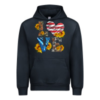 Navy love with sunflowers and usa flag Urban Hoodie - Artiststas