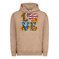 Pigment Burro love with sunflowers and usa flag Urban Hoodie - Artiststas
