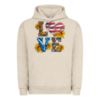 Pigment French Oak love with sunflowers and usa flag Urban Hoodie - Artiststas