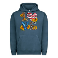 Pigment Midnight Navy love with sunflowers and usa flag Urban Hoodie - Artiststas
