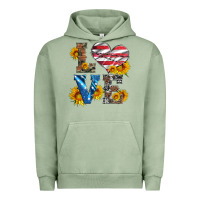 Pigment Oil Green love with sunflowers and usa flag Urban Hoodie - Artiststas