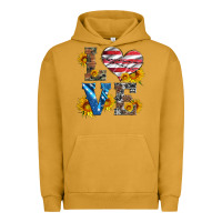 Pigment Peanut Butter love with sunflowers and usa flag Urban Hoodie - Artiststas