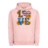 Pigment Salmon love with sunflowers and usa flag Urban Hoodie - Artiststas