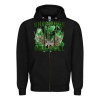 Black shamrock and roll Zipper Hoodie - FaDigitalArtStudio