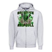 Heather Grey shamrock and roll Zipper Hoodie - FaDigitalArtStudio