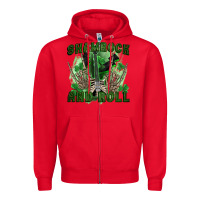 Red shamrock and roll Zipper Hoodie - FaDigitalArtStudio