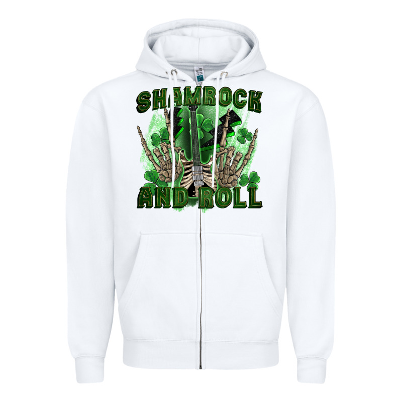 Shamrock And Roll Zipper Hoodie by FaDigitalArtStudio | Teevron