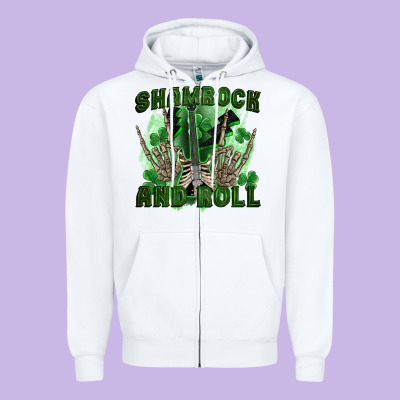 Shamrock And Roll Zipper Hoodie Designed By Fadigitalartstudio