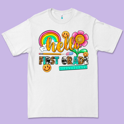 Hello First Grade Premium Tee Designed By Nancycooperartshop